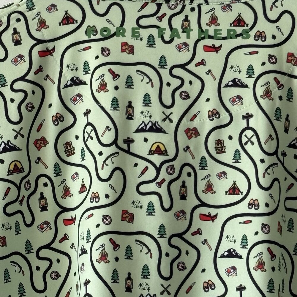 Fore Fathers Men's Golf Polo Shirt 3XL Green Campsite Print Outdoor Nature Dad - Picture 5 of 10